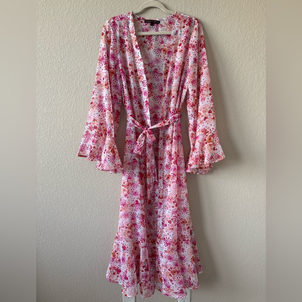 America & Beyond sheer chiffon floral swim cover up - Picture 2 of 8
